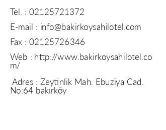 Bakrky Sahil Hotel iletiim bilgileri
